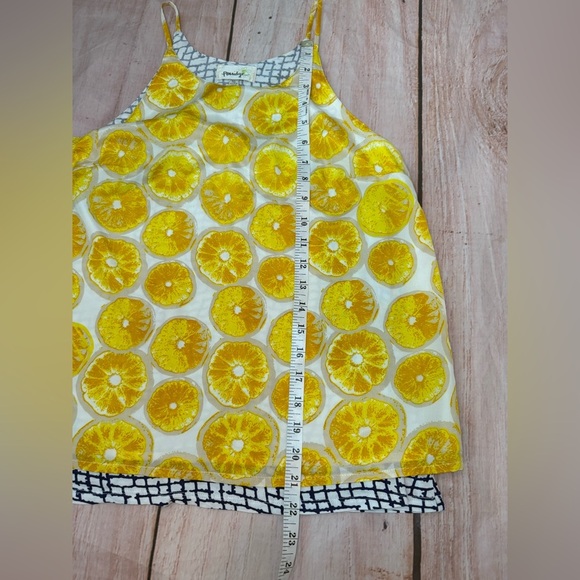 Anthropolgie Porridge Women’s XS Lemons Print Layered Silky Flowy Tank Top - Picture 4 of 9